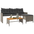 thumbnail image 2 of vidaXL Canapé de Jardin avec Table et Coussins en Forme de L Gris Poly Rotin, 2 of 5