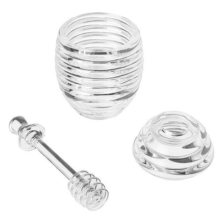 

2Pcs Honey Pot Jar with Dipper&Lid Borosilicate Glass Beehive Storage Tank Pot