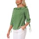 thumbnail image 4 of Blusa de verano con puntos de polka y cuello con volantes para mujer, de media manga, XS, verde polvo, 4 of 6