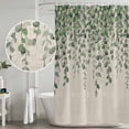 thumbnail image 4 of Polyester Fabric Green Eucalyptus Leaves Shower Curtain, Summer Botanical Weeping Rustic Waterproof Bathtub Curtain Bathroom Decor Set with Hooks 72 x 84 Inches, 4 of 6