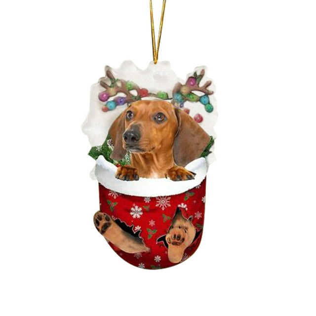 Fiudx Adornos Navideños Divertidos con Forma de Perro, con Diseños Coloridos de Bastones de Caramelo y Gorros Navideños, de Plástico Duradero, Perfectos para Decoración Navideña, Multiusos, Tamaño 3.