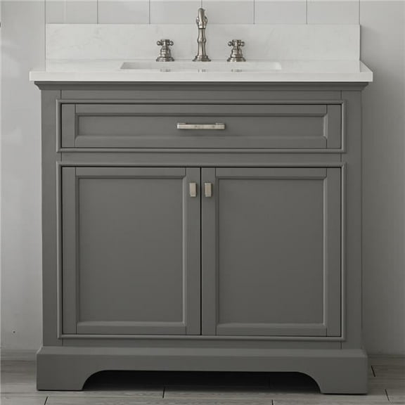 26.48 cu. ft. Milano Bath Vanity with Quartz Vanity Top & White Basin, Gray