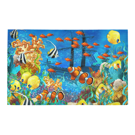 SUNENAT Tropical Coral Reef Fishes Ocean Sea Life House Decor Non Slip Bath Rug Mat Absorbent Bathroom Floor Mat Doormat Large Size 20 x 32 Inches