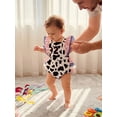 thumbnail image 4 of BemeyourBBs Western Baby Girl Cowgirl Clothes Toddler Baby Girl Birthday Outfit 1st 2nd Years Old Birthday Clothes Bubble Romper Cow Print Flying Sleeve Bpdysuit Playsuit Summer Clothing, 4 of 8