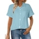 thumbnail image 2 of Camisa de manga corta con botones y textura para mujer: blusa informal de corte holgado para el trabajo, 2 of 5