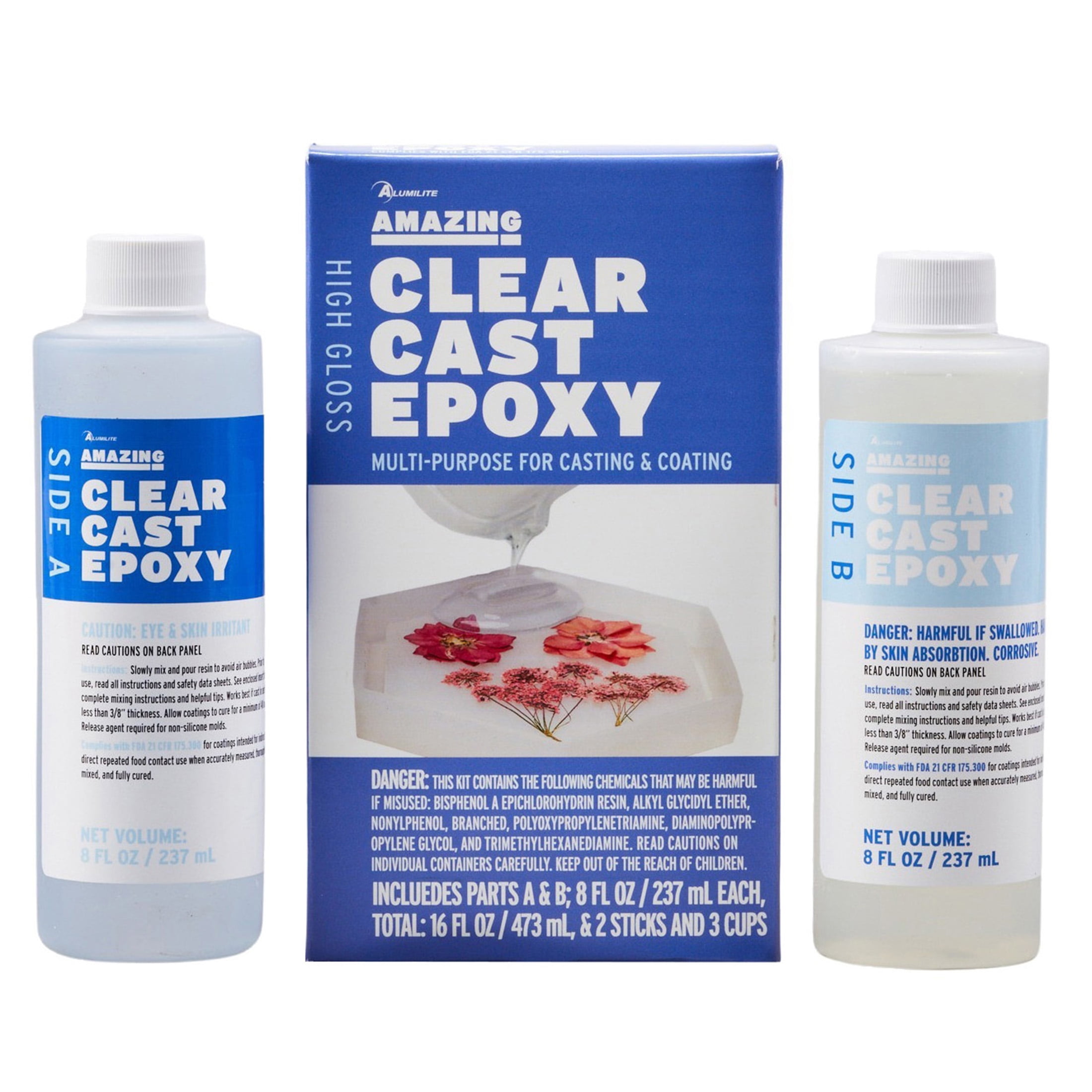 Amazing Clear Cast Epoxy Resin Mix 16 oz. (8oz A, 8oz B) Fast Curing Time  45635047709