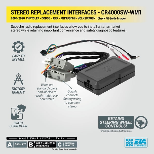 Scosche Wiring Harness Compatible with Select 2004-20 Chrysler
