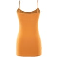 thumbnail image 3 of Ola Mari Junior Size BUILT-IN Shelf Bra Adjustable Spaghetti Strap Solid Camisole Tank Top, Mustard, Large, 3 of 4