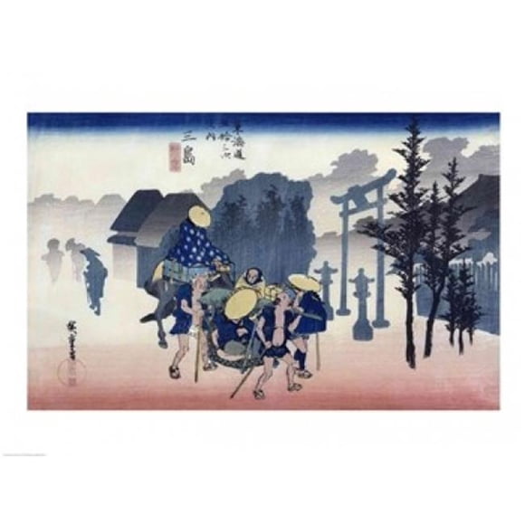 Morning Mist at Mishima Poster Print by Utagawa Hiroshige - 36 x 24 in. - Large