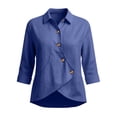 thumbnail image 4 of Ynynloco 100%Cotton Shirts for Women Button Down 3/4 Sleeve Tops Casual Loose Blouses Collared Vacation Outfits, 4 of 6