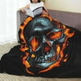 thumbnail image 6 of Honeii Flame Metal Skull Print Fleece Blanket - Throw Blanket for Bed, Sofa, Couch, Camping, and Travel , Microplush Ultra Soft Warm Blanket-40"x30", 6 of 7