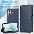 thumbnail image 6 of Wallet Case for iPhone 16, 2 In 1 PU Leather Flip Phone Case with Detachable Magnetic TPU Inner, Kickstand Phone Cover with Card Slots & Wrist Strap for iPhone 16, Blue, 6 of 6