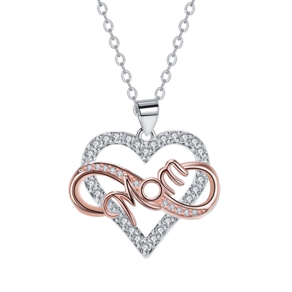 RYNSITO Valentine Gifts for Mother, I Love You Mom Necklace Sterling Silver Infinity Heart Mom Necklace, Jewelry Gifts for Mother Wife Daughter