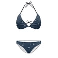 thumbnail image 2 of COEQINE Women's Halter String Bikini Padded Top Removable Pad Allover Print High Cut Bottoms Bikini Set White Fish Dark Blue 2 Piece Cheeky Sexy Beachwear for Summer, M, 2 of 7
