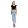 thumbnail image 4 of Women's fashion cropped short-sleeved T-shirt solid color slim top, 4 of 7