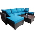 thumbnail image 3 of 7-Piece Outdoor Patio Furniture Set | Rust-Resistant for Garden Use | PE Rattan & Metal Frame | Comfortable Seating with High-Density Sponge, 3 of 7