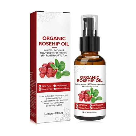 Rosehip Seed Oil, Organic Rosehip Seed Oil for Face, Hydrating Face Oil, Dry Skin Care, Moisturizing, Anti-Aging Facial Oil to Plump, Balanc, Rosehip Oil for Skin Face Body Hair Nails