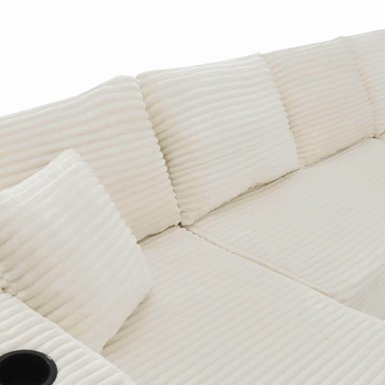 2-Seater Double Chaise Lounge, Deep Seat Upholstered Floor Couch, Boneless Loveseat Sofa with Cup Holder & Storage Pocket