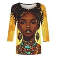 thumbnail image 4 of Wancir Happy Kwanzaa Shirts for Women 3/4 Sleeve African American Celebration Tops Pride Black Queen Seven Principles Tshirt, 4 of 5