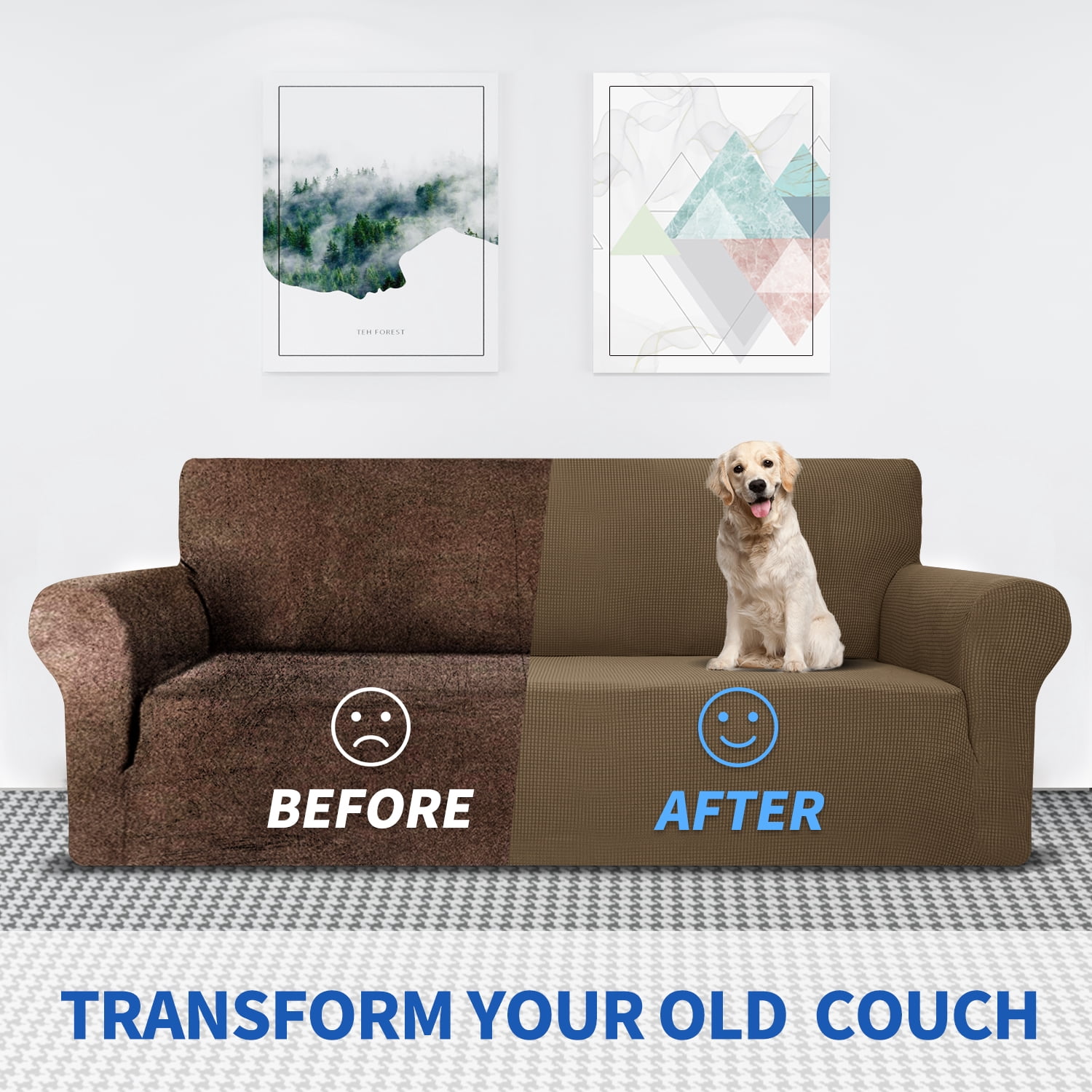 JIATER 1-Piece Armchair Sofa Cover Stretch Couch Cover Washable Sofa Slipcover Non-Slip Furniture Protector,Brown