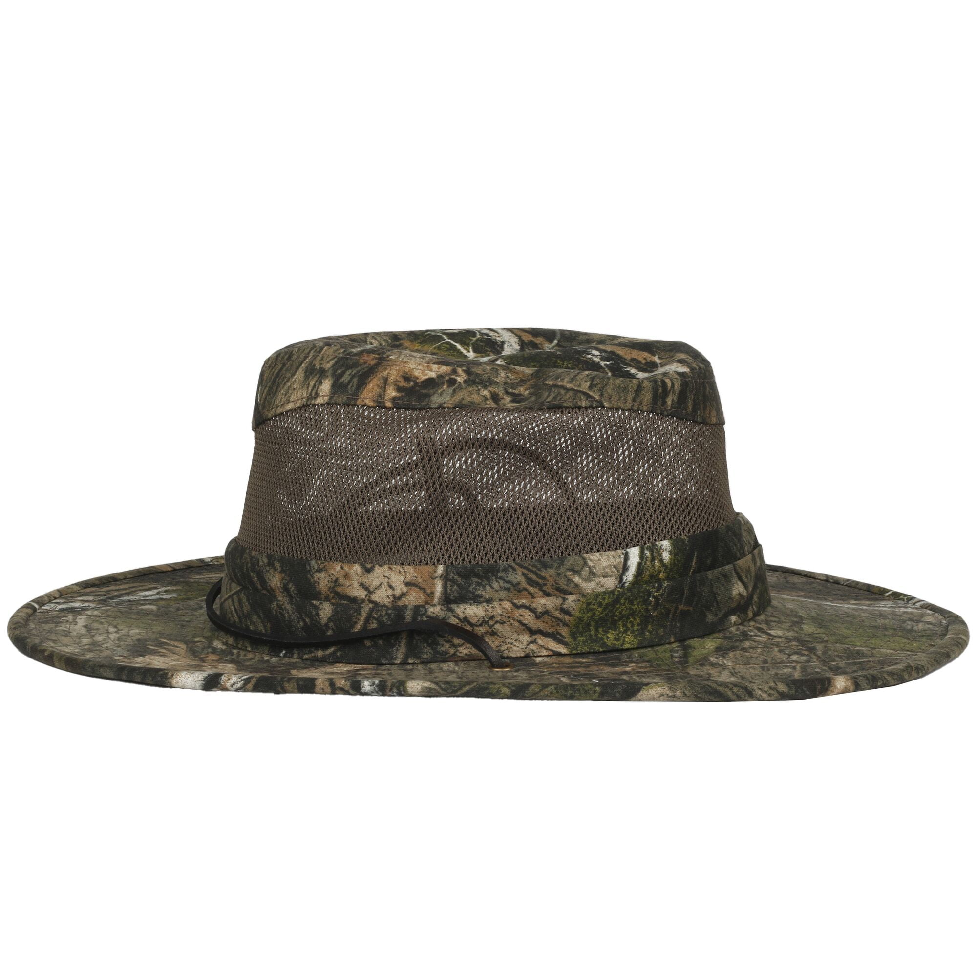 Armycrew Men's Real Tree Camouflage Safari Mesh Hat with Chin Cord