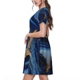 thumbnail image 2 of Balery Navy Blue Marble Vestidos sueltos de manga corta para mujer, vestidos de verano 2025, vestidos casuales de corte A con vuelo., 2 of 6