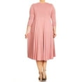 thumbnail image 4 of Women's Casual Plus Size Loose Fit 3/4 Sleeve Jersey Knit A-Line Solid Midi Dress, 4 of 4