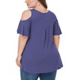 thumbnail image 3 of CHOK Women‘s Plus Size Cold Shoulder Tunic Top Summer Short Sleeve Blouse, 3 of 7