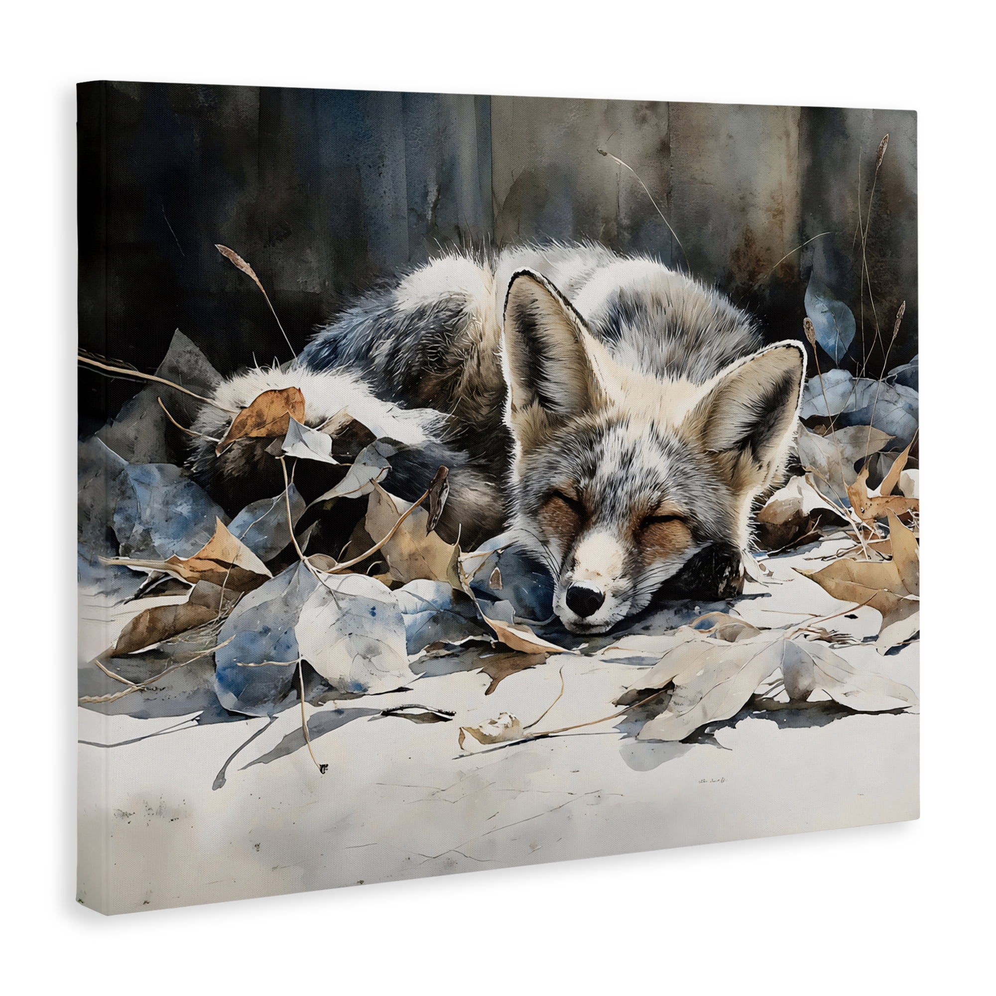 Stupell Industries Blue Fox Resting Among Leaves Canvas Wall Art, design by Franklyn Gregory