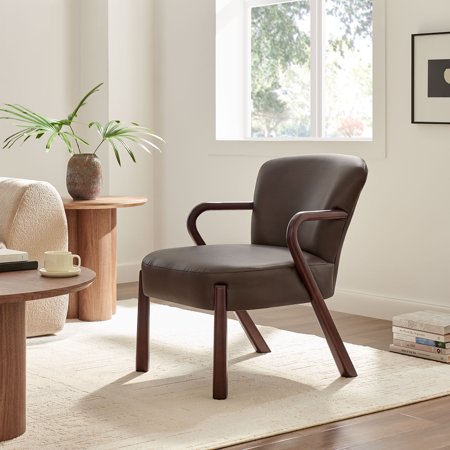 Modway Arden Faux Leather Upholstered Accent Armchair in Espresso
