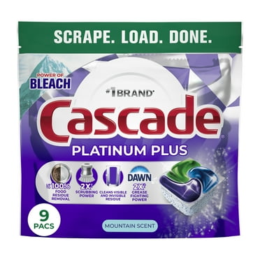 Cascade Platinum Plus Dishwasher Pods, Dishwasher Detergent, Dish Detergent Soap, Mountain, 9 Count