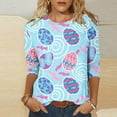 thumbnail image 1 of Daisyyozoid Chandail en Molleton Drôle de Pâques pour Femmes Mode Imprimé Manches 3/4 Blouse Col Rond Hauts Décontractés, 1 of 5