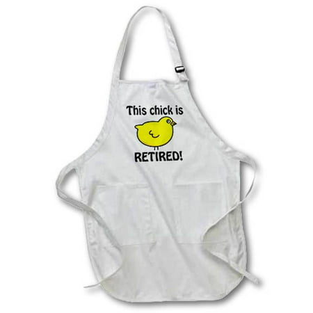 

3dRose This chick is retired. Medium Length Apron 22 by 24-inch With Pouch Pockets