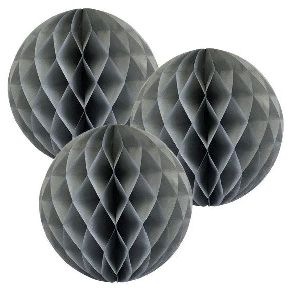 Matissa 14""(35CM) Paper Honeycomb Balls (Pack of 3) Several Colours Available (Grey)