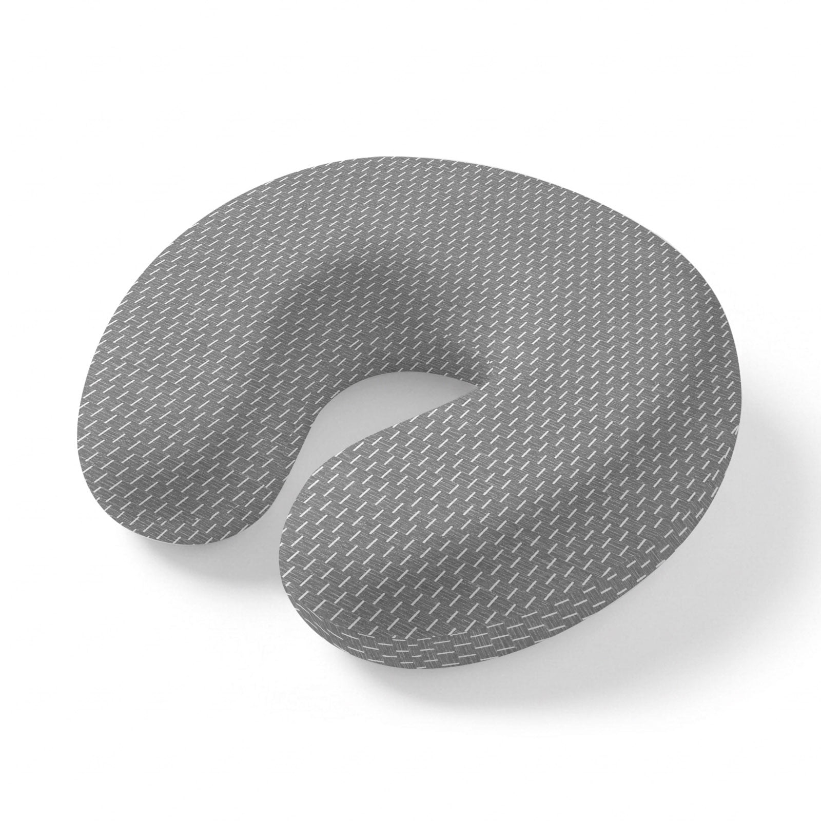 Neck Pillow Light Gray Dashed Grid Travel Pillow Memory Foam U Shaped Pillows Turquoise Linen Textured Travel Neck Pillows for Airplane Car Office Home Sleeping Rest