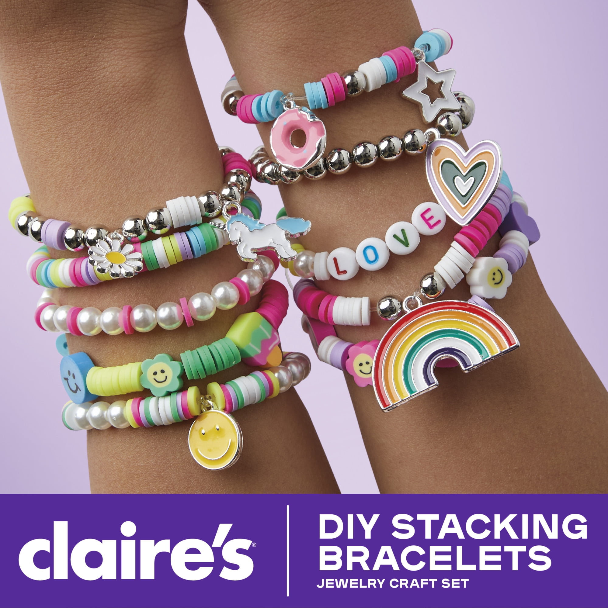 Claire’s® DIY Stacking Bracelets Jewelry Craft Set, Kids Craft Kit, Bracelet Making, Arts & Crafts for Girls