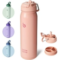 BOTTLE BOTTLE 24 oz Sports Water Bottle Stainless Steel Insulated Water Bottle with Straw and Pills Holder Salmon