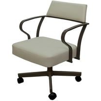 Carolina Swivel Tilt Metal Dining Caster Chair - Ocean Beige Vinyl - Brown