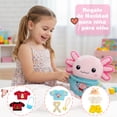 thumbnail image 4 of Peluche de ajolote，ajolote peluche 33 cm con ropa y 1 accesorio — set de 1 look (bolsita o bufanda), ajolote juguete suave y lavable, regalo para niñas y niños, 4 of 7