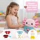 thumbnail image 5 of Peluche de ajolote，ajolote peluche 33 cm con ropa y 1 accesorio — set de 1 look (bolsita o bufanda), ajolote juguete suave y lavable, regalo para niñas y niños, 5 of 8