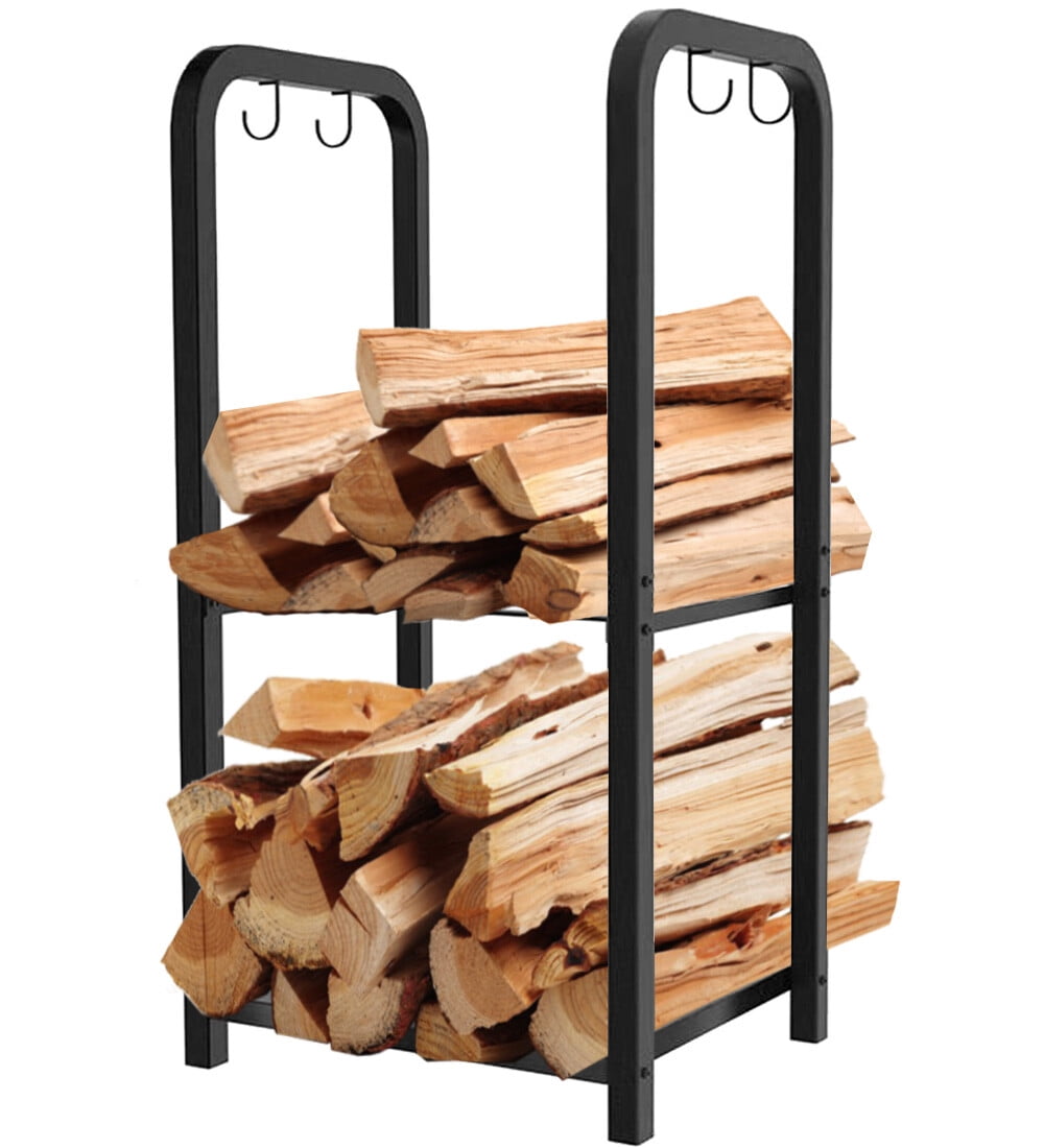 2x4 Basics 90144MI Resin Outdoor Firewood Holder Storage System Rack Kit Black Walmart