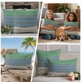 thumbnail image 5 of Green Blue Wood Outdoor Waterproof Pillow Covers, Farmhouse Mottled Wooden Plank Vintage Decorative Square Throw Pillowcase Sofa Cushion Sham for Patio/Couch/Chair, 24"x24" 2 Pack, 5 of 8