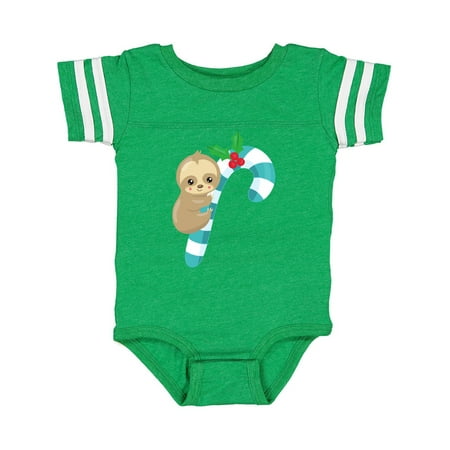 

Inktastic Christmas Sloth Sloth With Candy Cane Mistletoe Gift Baby Boy or Baby Girl Bodysuit