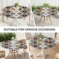 thumbnail image 7 of 44in Round Tablecloth with Elastic Edge, Waterproof Fitted Table Cover for 36-44" Tables, Boho Theme Polyester Reusable Table Cloths Wipe Clean for Picnic, Dining, Outdoor Use and Party Decor, 7 of 7