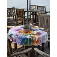 thumbnail image 2 of Outdoor Tablecloths with Umbrella Hole & Zipper, Pink Purple Hummingbird Round Tablecloth 54 Inch, Spring Oil Painting Sunflowers Waterproof Table Cloth, Patio/Pool/Picnic Table Covers, 2 of 8