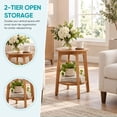 thumbnail image 2 of CONCETTA 2-Tier Wood End Table Set of 2, Small Round Nightstand with Tapered Legs, Natural Wood, 2 of 8