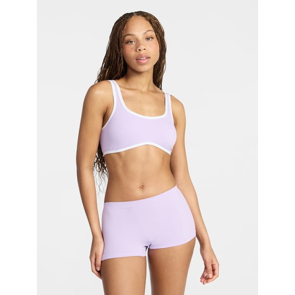 No Boundaries Seamless Scoop Neck Bralette & Boyshort Set, 2-Piece, Women's XS-XXXL