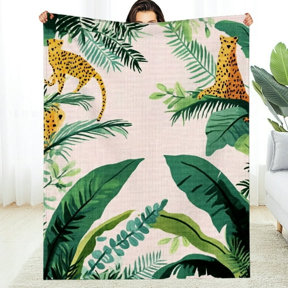 FCXZI Jungle Illustration Warm Cozy Flannel Blanket for All Seasons 30*40in
