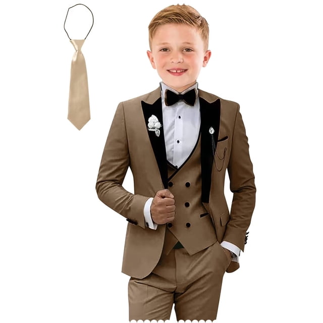 Set Tesscy de 5 piezas para niños, esmoquin de boda, corte ajustado, talla 8