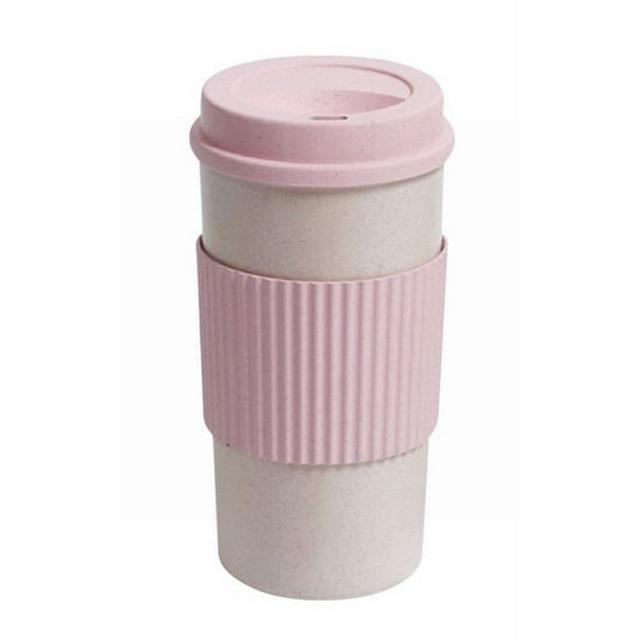 Charlodey Anti Slip Heat Insulation Plastic Coffee Cup Creative Drink Cup Wheat Water Cup 450ml Home and kitchen Pink, 1 cup